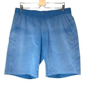 Under Armour Match Play Performance Golf Shorts Flat Front Blue Ombre Waist 36